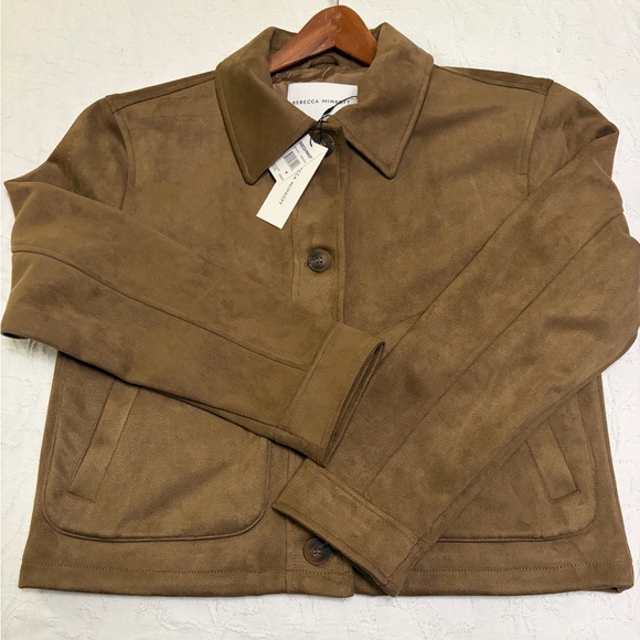tobacco trucker jacket Rebecca Minkoff tobacco brown faux suede trucker jacket